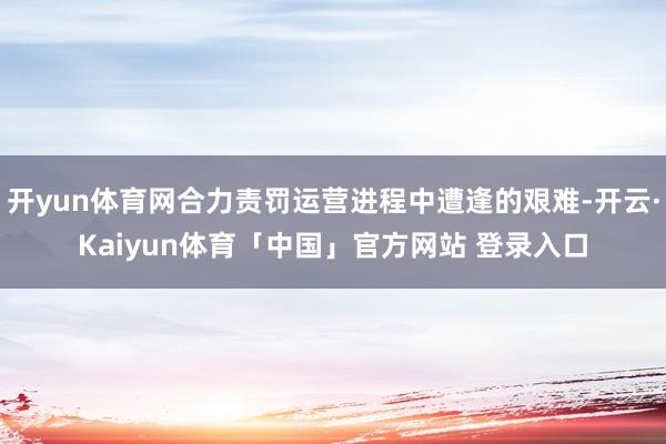 开yun体育网合力责罚运营进程中遭逢的艰难-开云·Kaiyun体育「中国」官方网站 登录入口